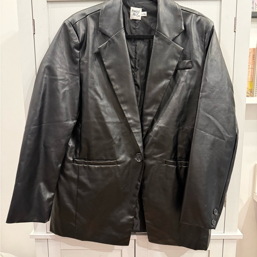 Princess Polly Black Faux Leather Blazer